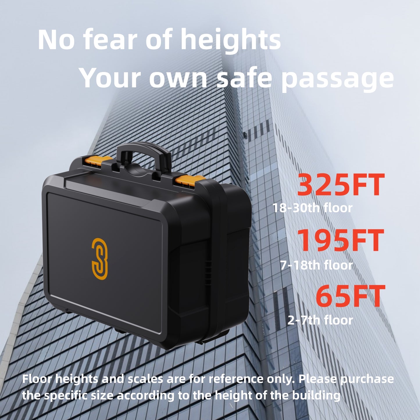 3S LIFT Rescue Unit, Evacuation and Rescue Unit, Suitable for 2-4 people to escape in case of a fire in the whole family, Medium and high-rise living in the home must have 195FT