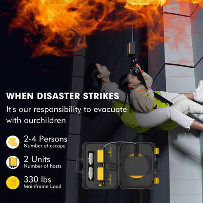 3S LIFT high-rise descent device, high-altitude evacuation equipment for the whole family, 65 ft emergency safety exit on the 2nd-7th floor, no need to wait when a disaster occurs, evacuate at any time